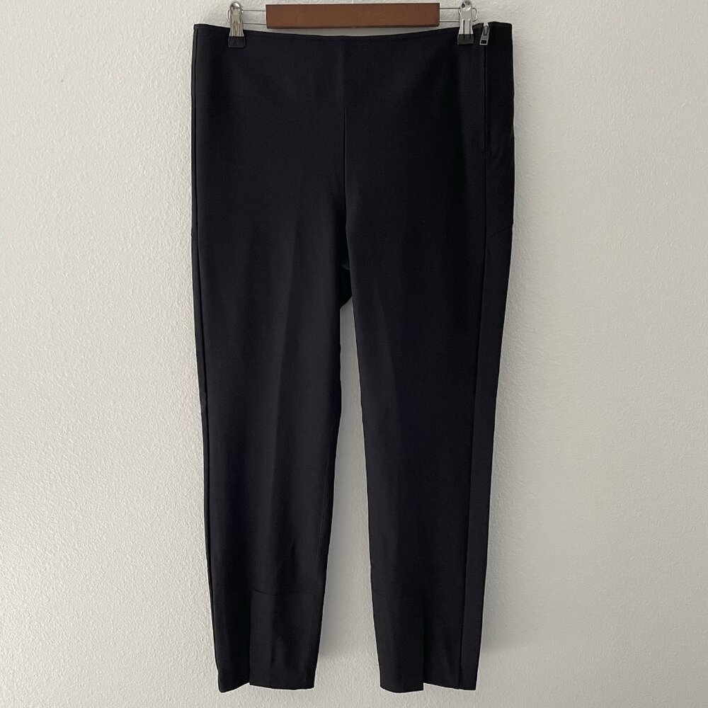 Athleta Interstellar Tight Flat Front Slit Hem Straight Leg Nylon Pant Black 12
